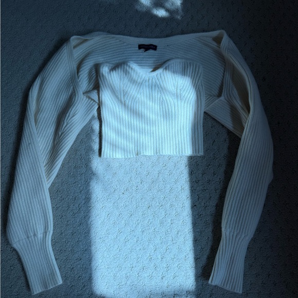 Cotton Candy LA 2 Piece Set Ribbed Long Sleeve Top Cream - Picture 1 of 3